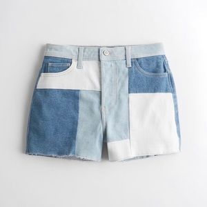 Hollister Denim Ultra Stretch High-Rise Patchwork Shorts.